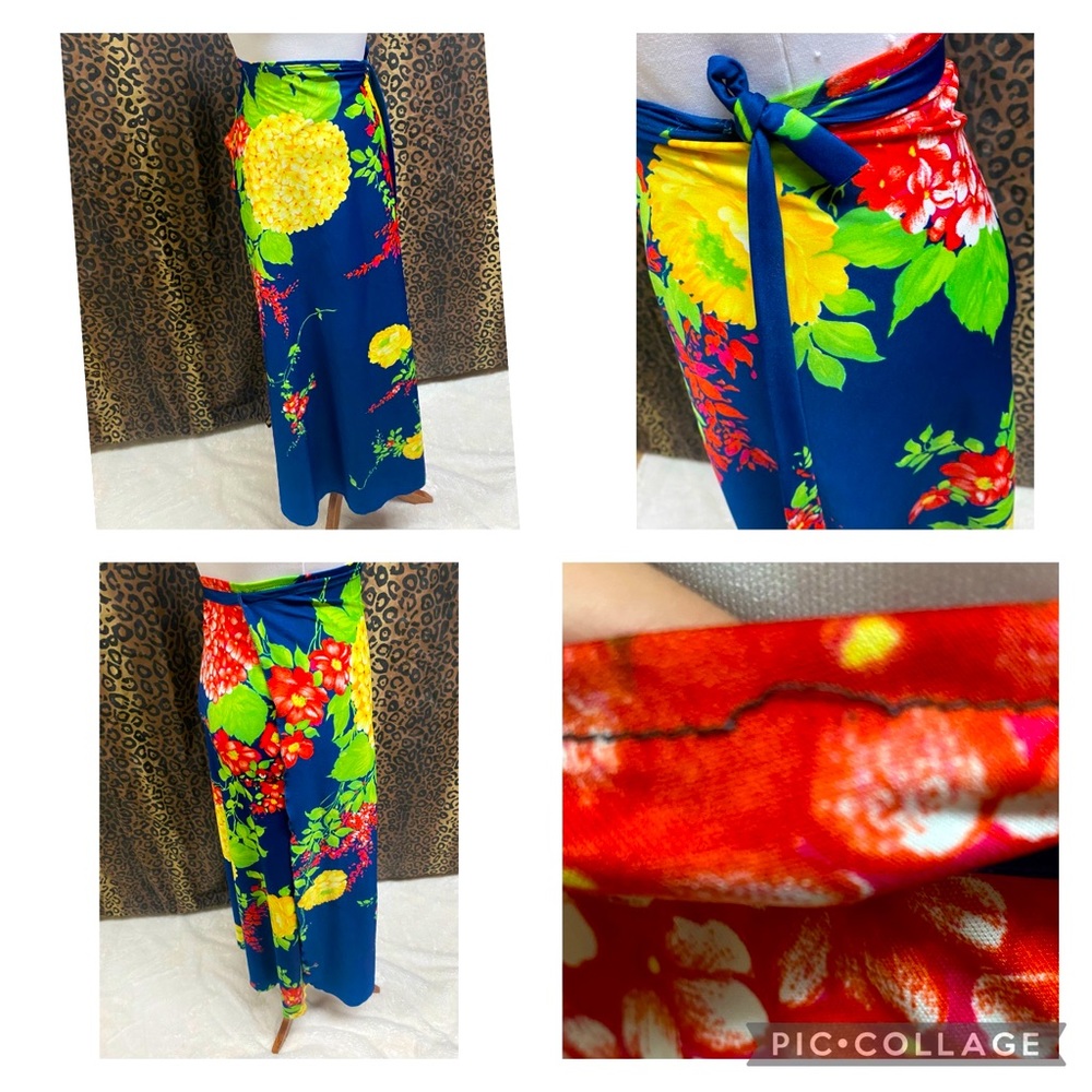 Vintage floral wrap maxi skirt